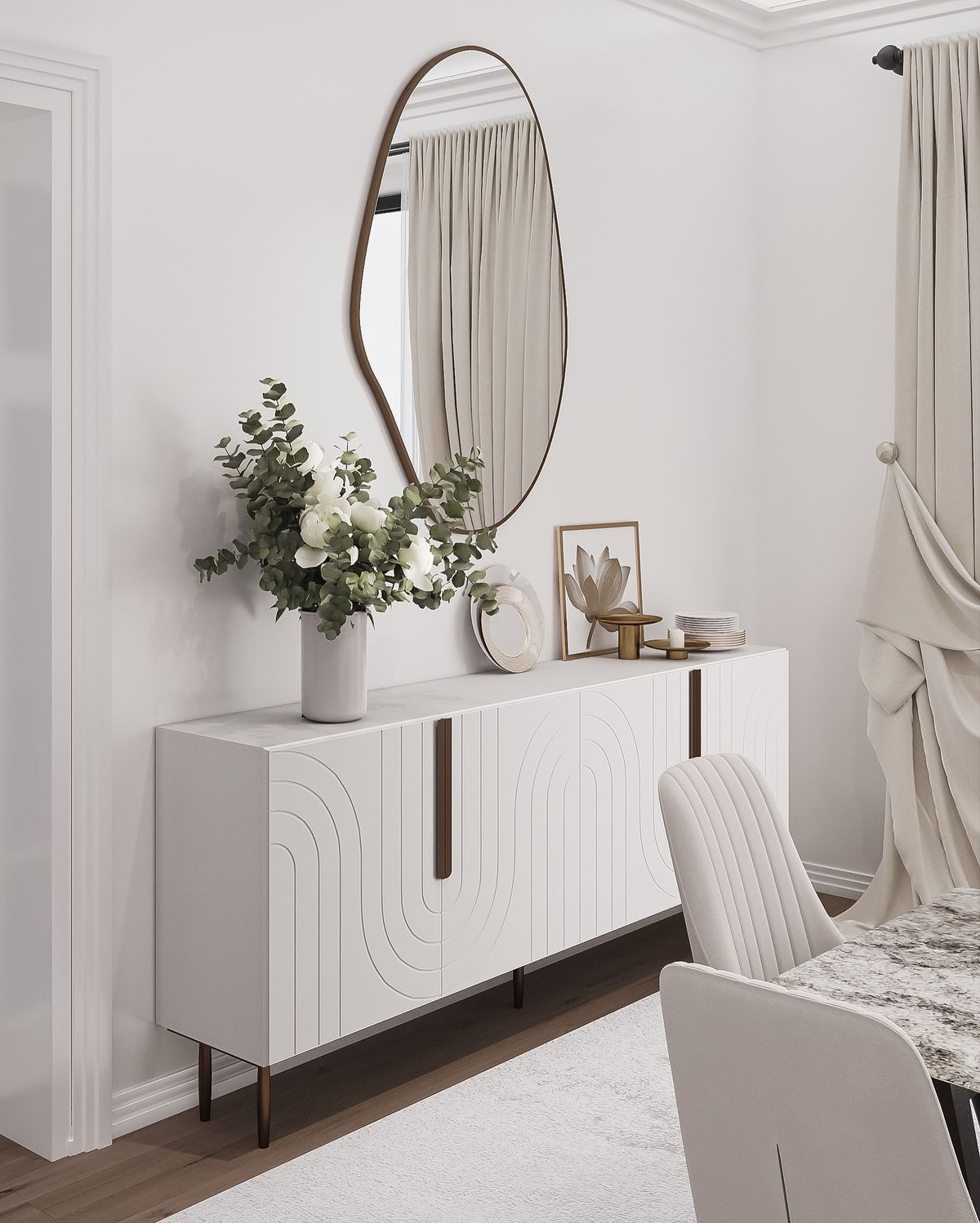 Designer Ergonomic Credenza featuring Natural Matte PU Lacquer Coat #40